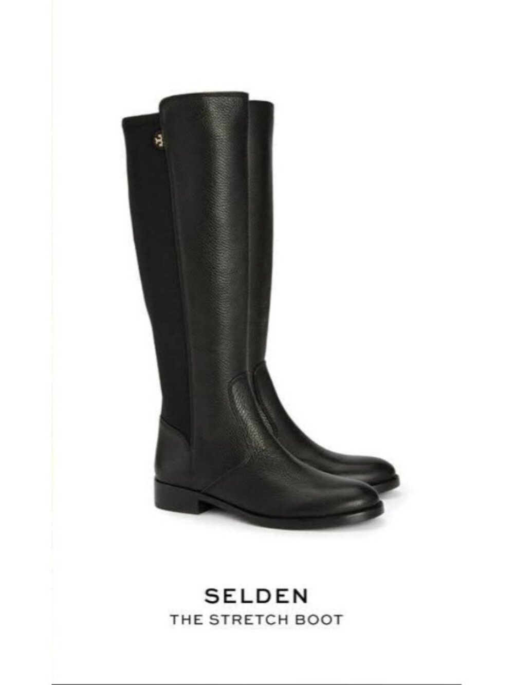 Tory Burch Christy Black Leather Stretch Knee High Riding Boots 6.5M